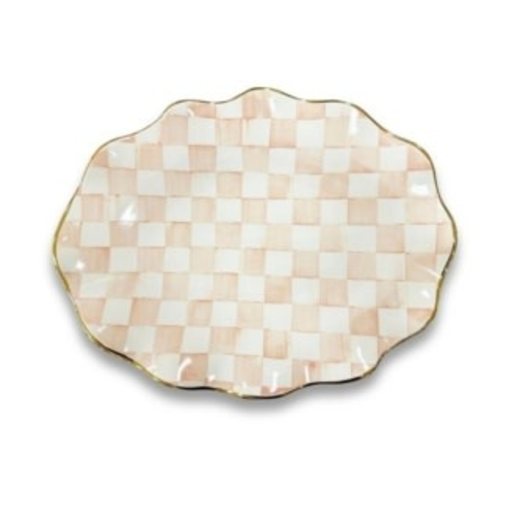 MacKenzie-Childs mocha check ceramic large serving platter