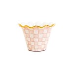 MacKenzie-Childs rosy check 8" ceramic garden pot