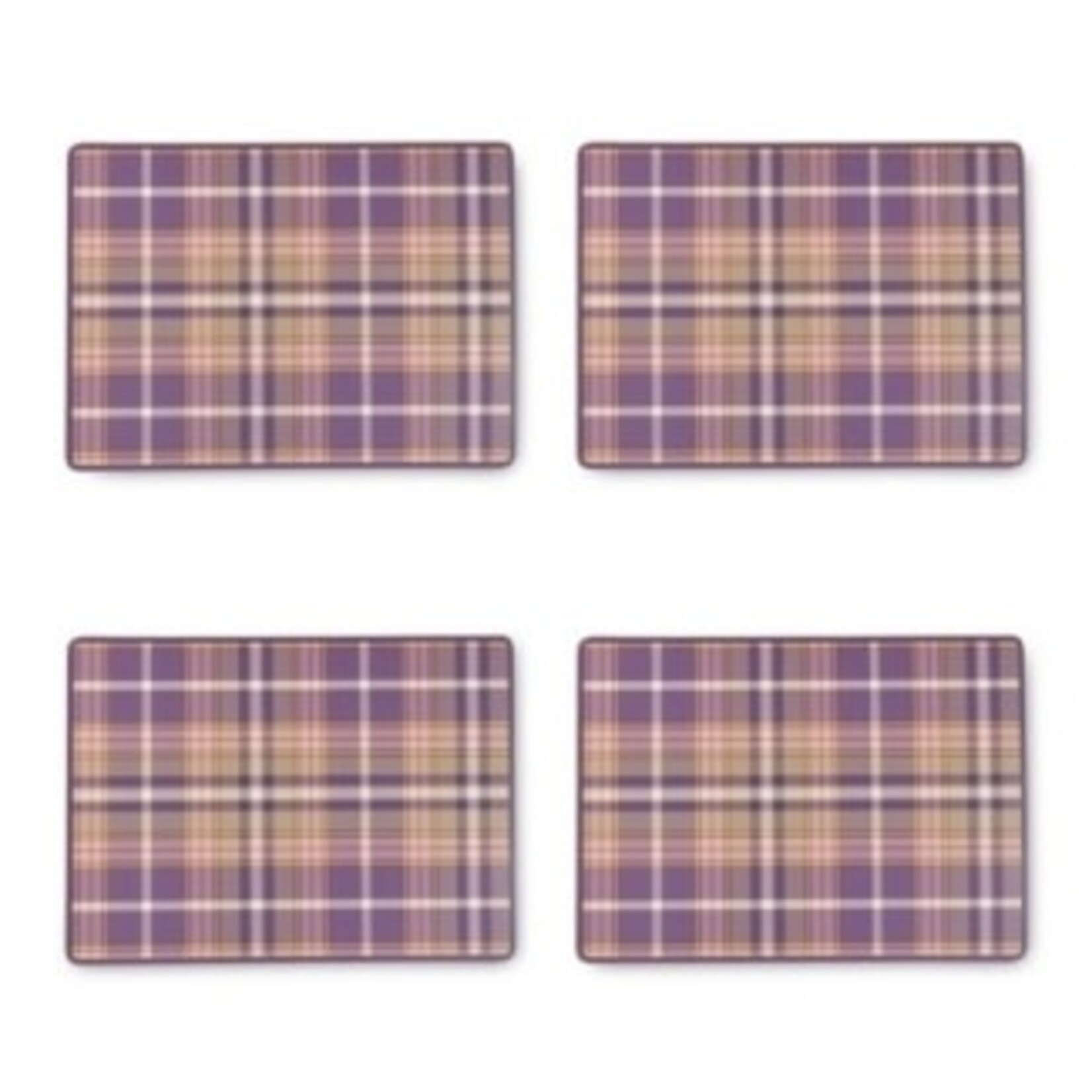 MacKenzie-Childs lavender tartan cork back placemats, set of 4