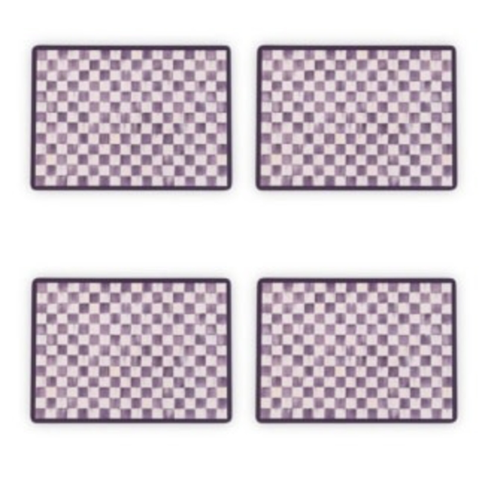 MacKenzie-Childs violet check cork back placemats, set of 4
