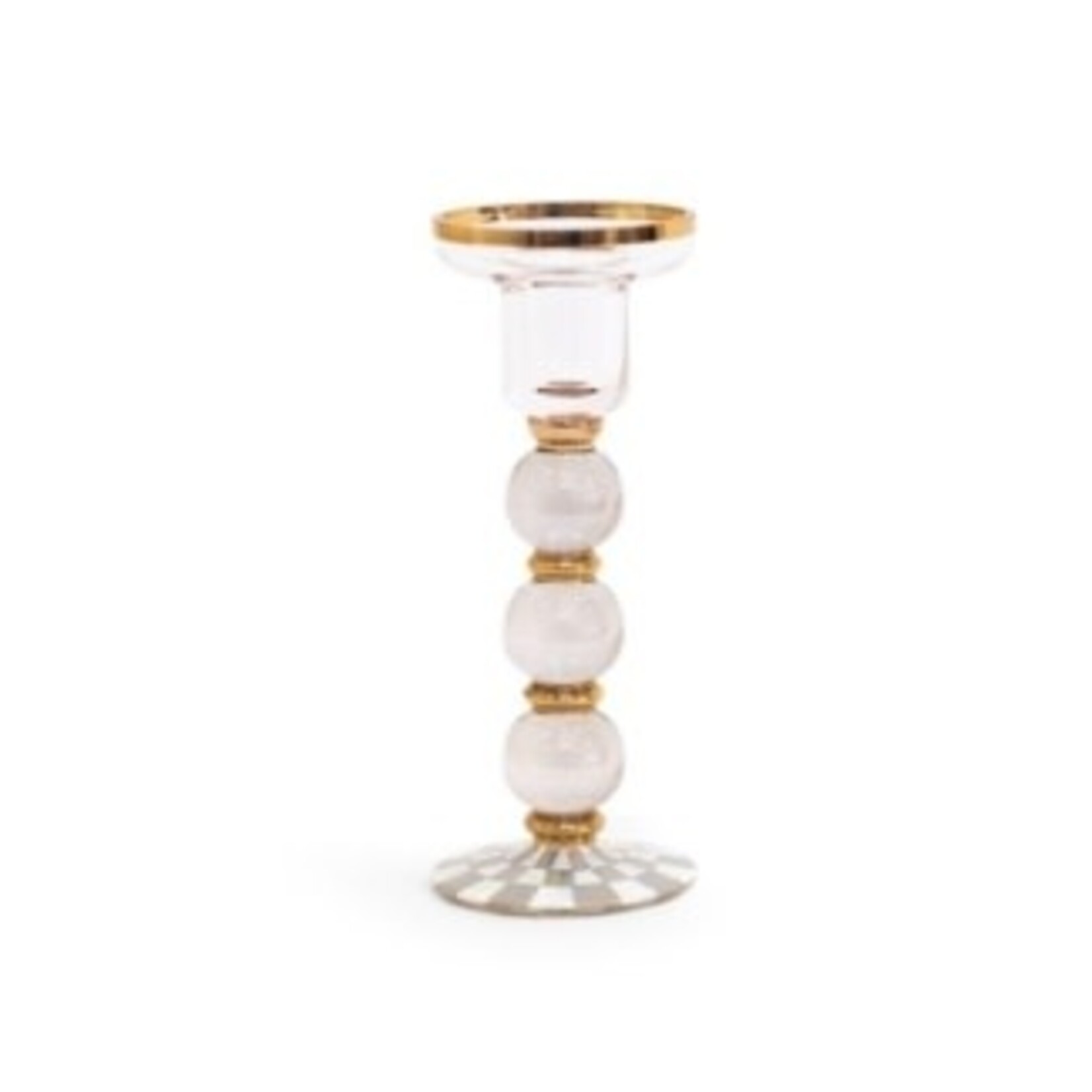 MacKenzie-Childs sterling check large glass candlestick