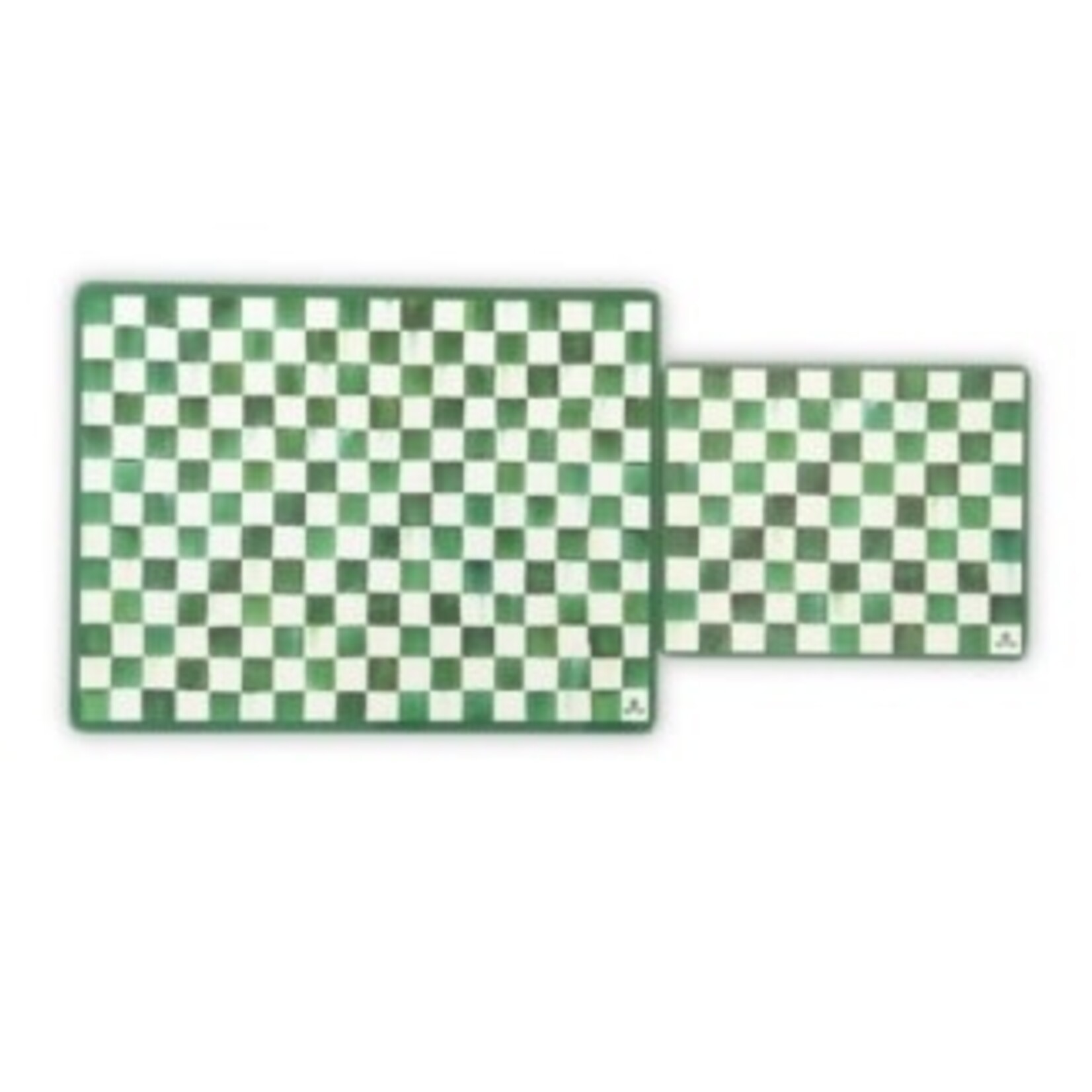 MacKenzie-Childs emerald check glass cutting boards, set of 2