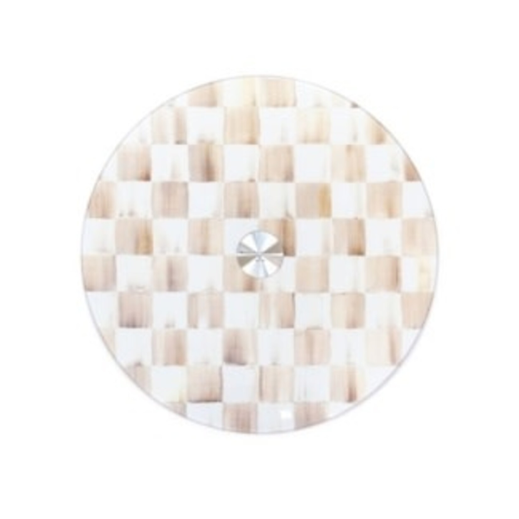 MacKenzie-Childs mocha check glass lazy susan