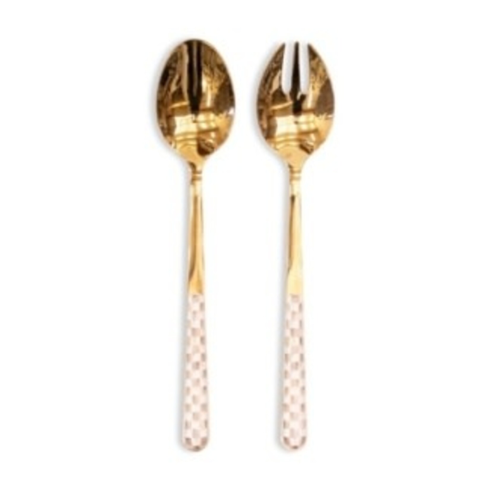 MacKenzie-Childs mocha check bistro salad serving set
