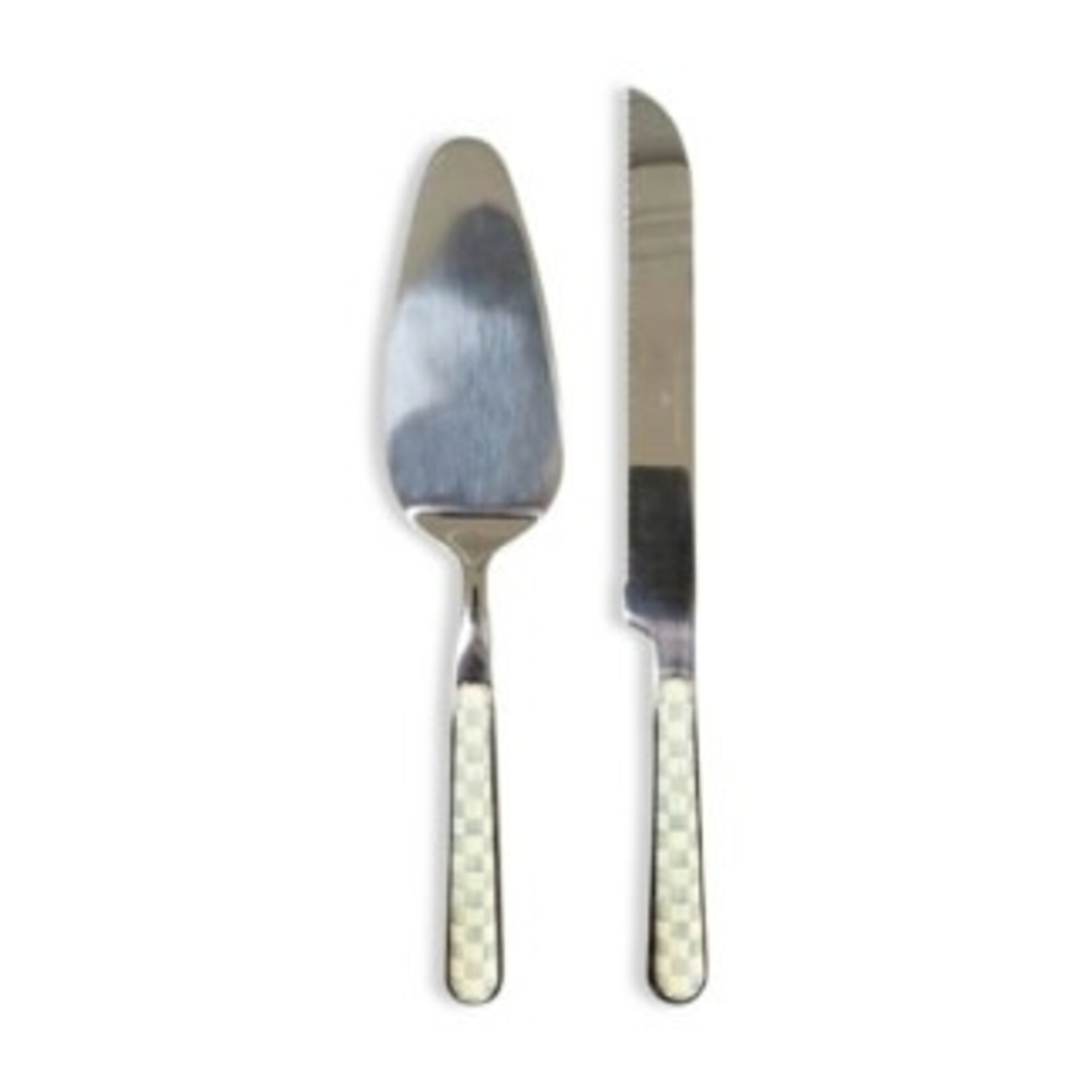 MacKenzie-Childs sterling check bistro cake serving set