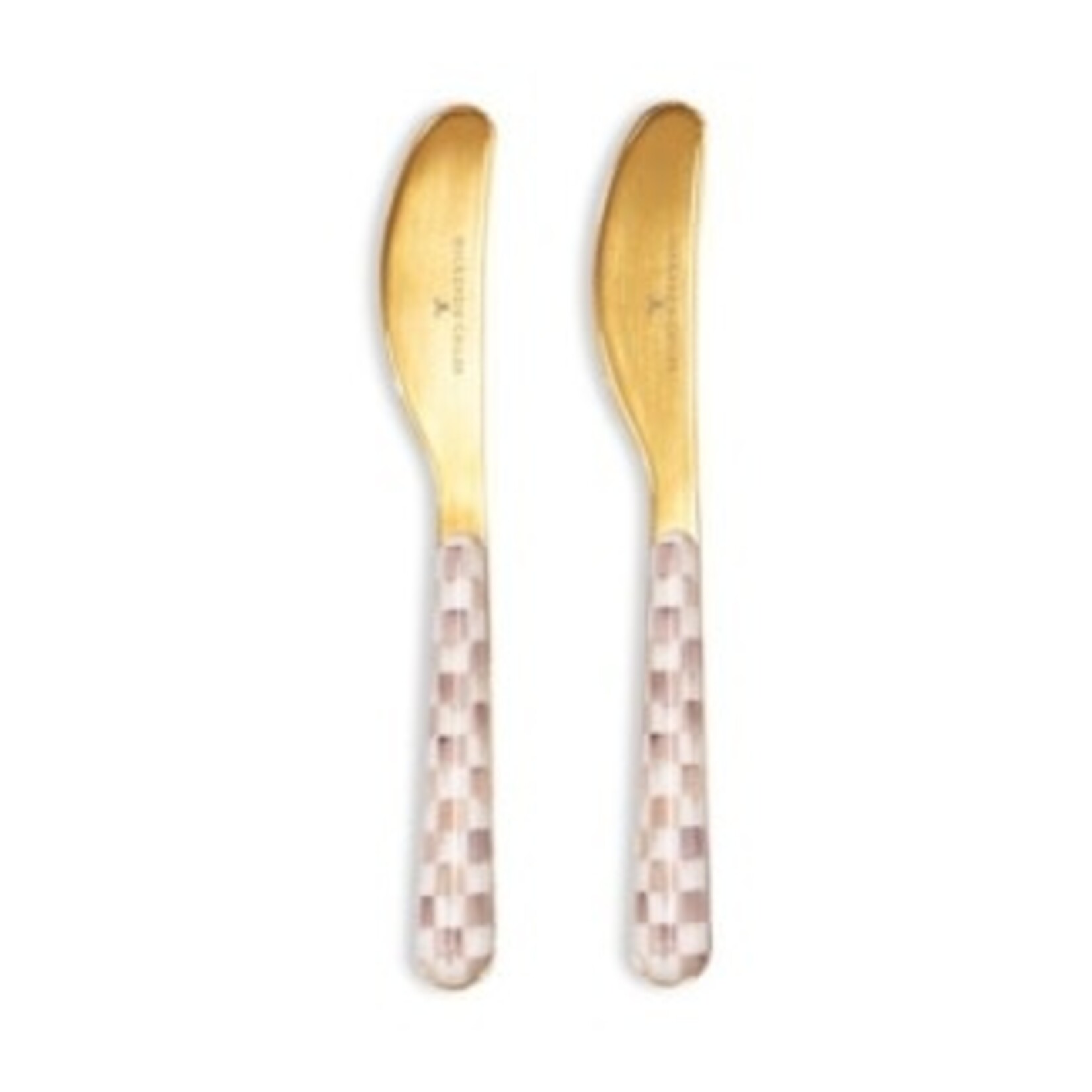 MacKenzie-Childs mocha check bistro spreaders, set of 2