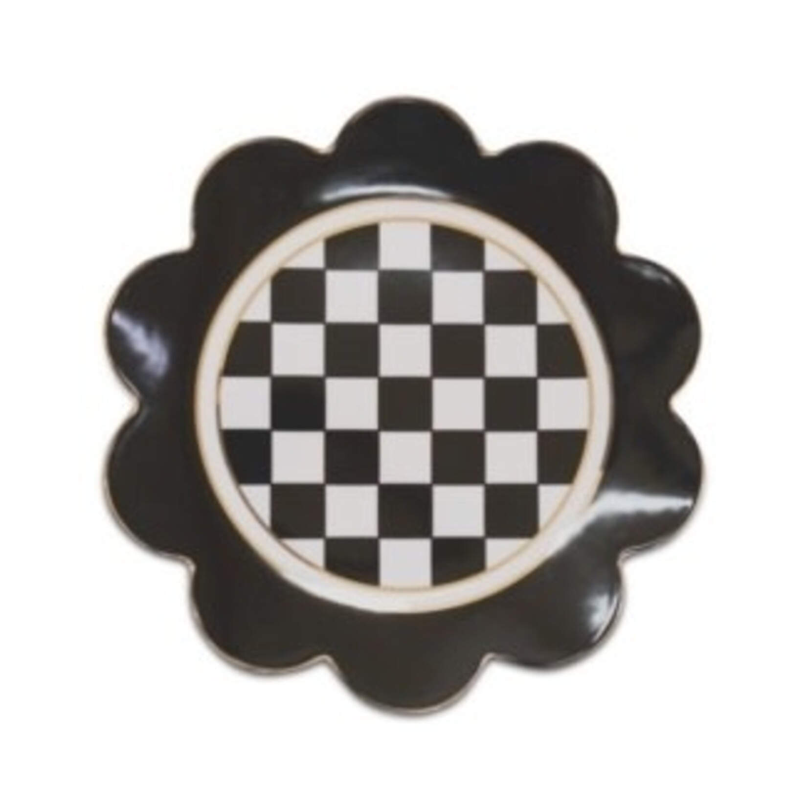 MacKenzie-Childs black petal dinner plate
