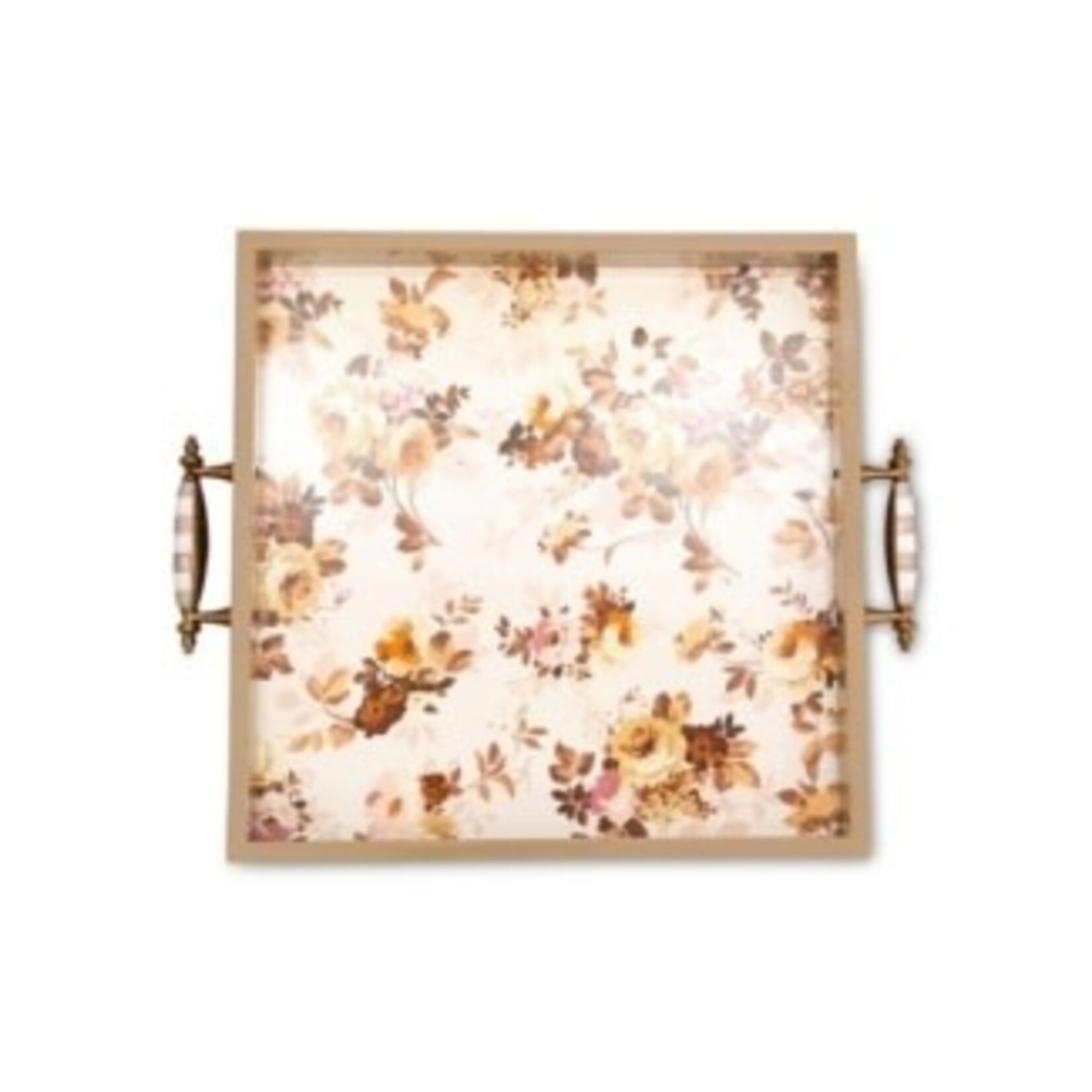MacKenzie-Childs wild rose white serving tray