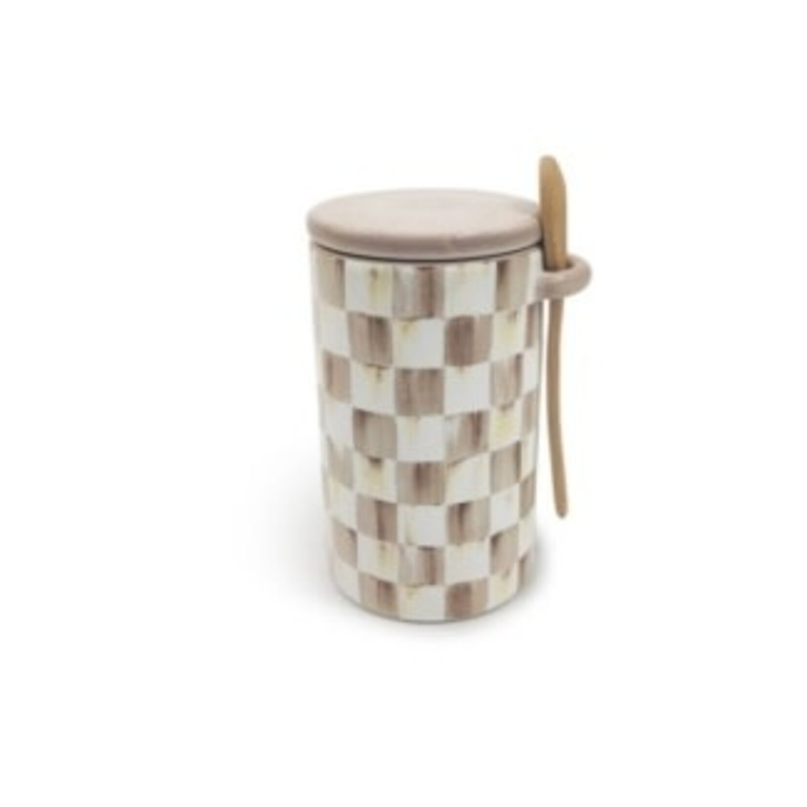 MacKenzie-Childs mocha check farmhouse canister