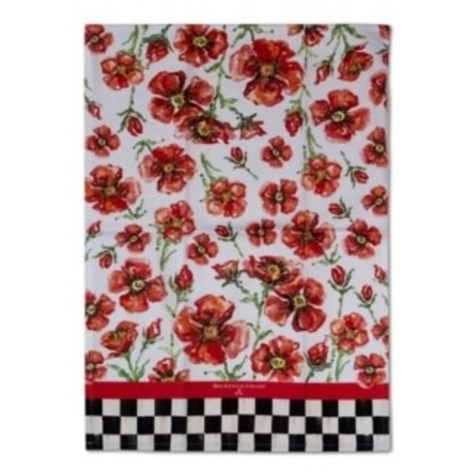 MacKenzie-Childs red poppies printed dish towel