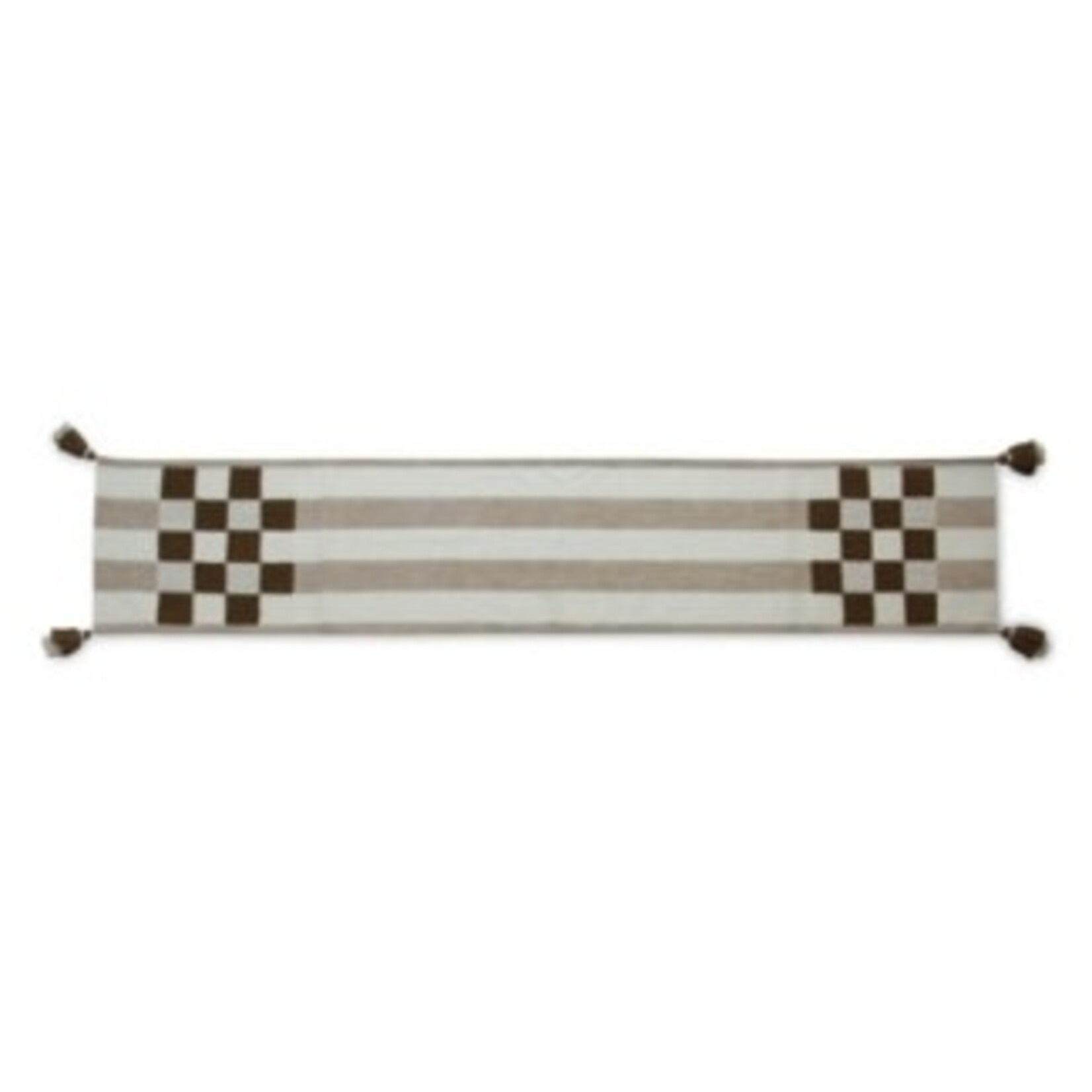 MacKenzie-Childs flax checks and stripes table runner