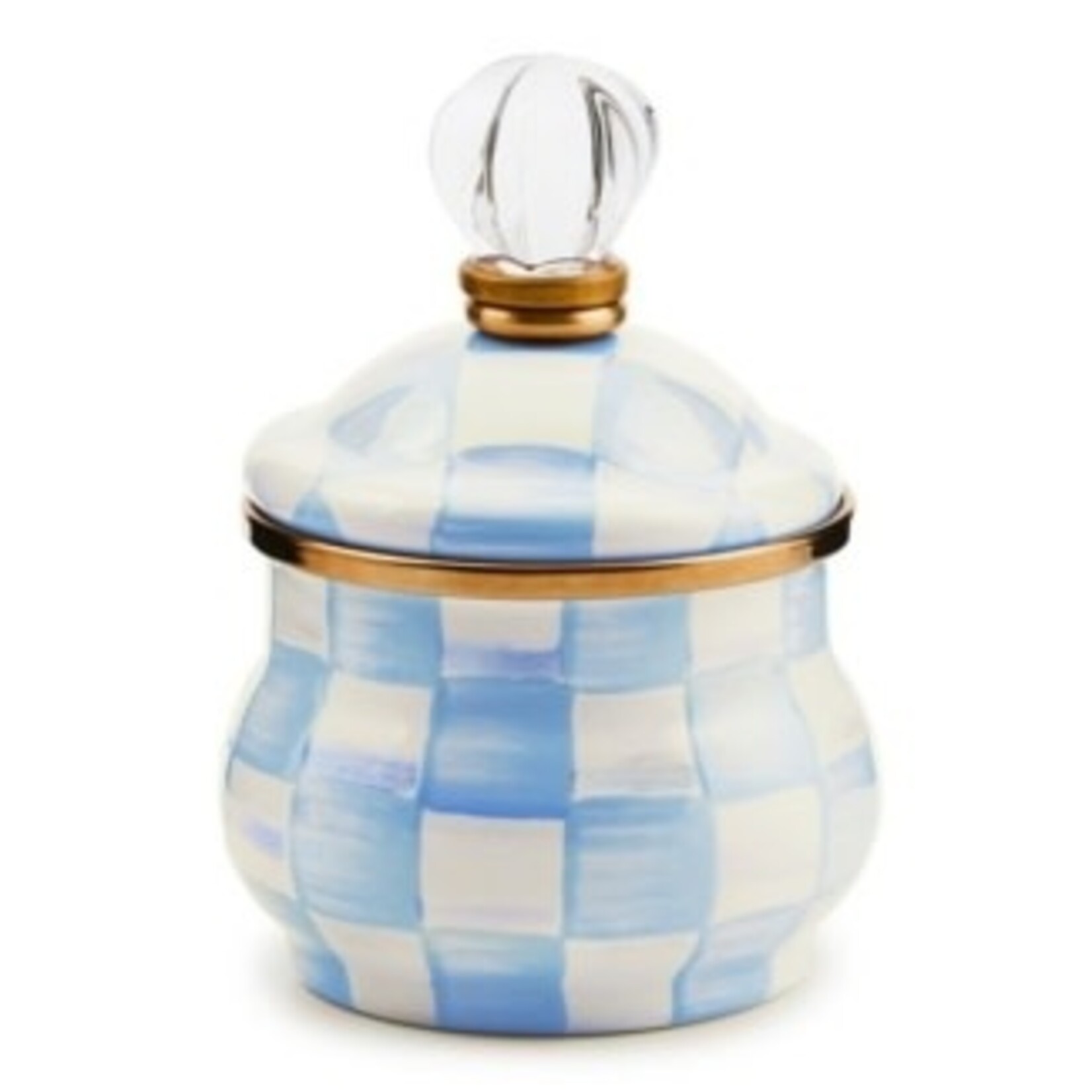MacKenzie-Childs sky check lidded sugar bowl