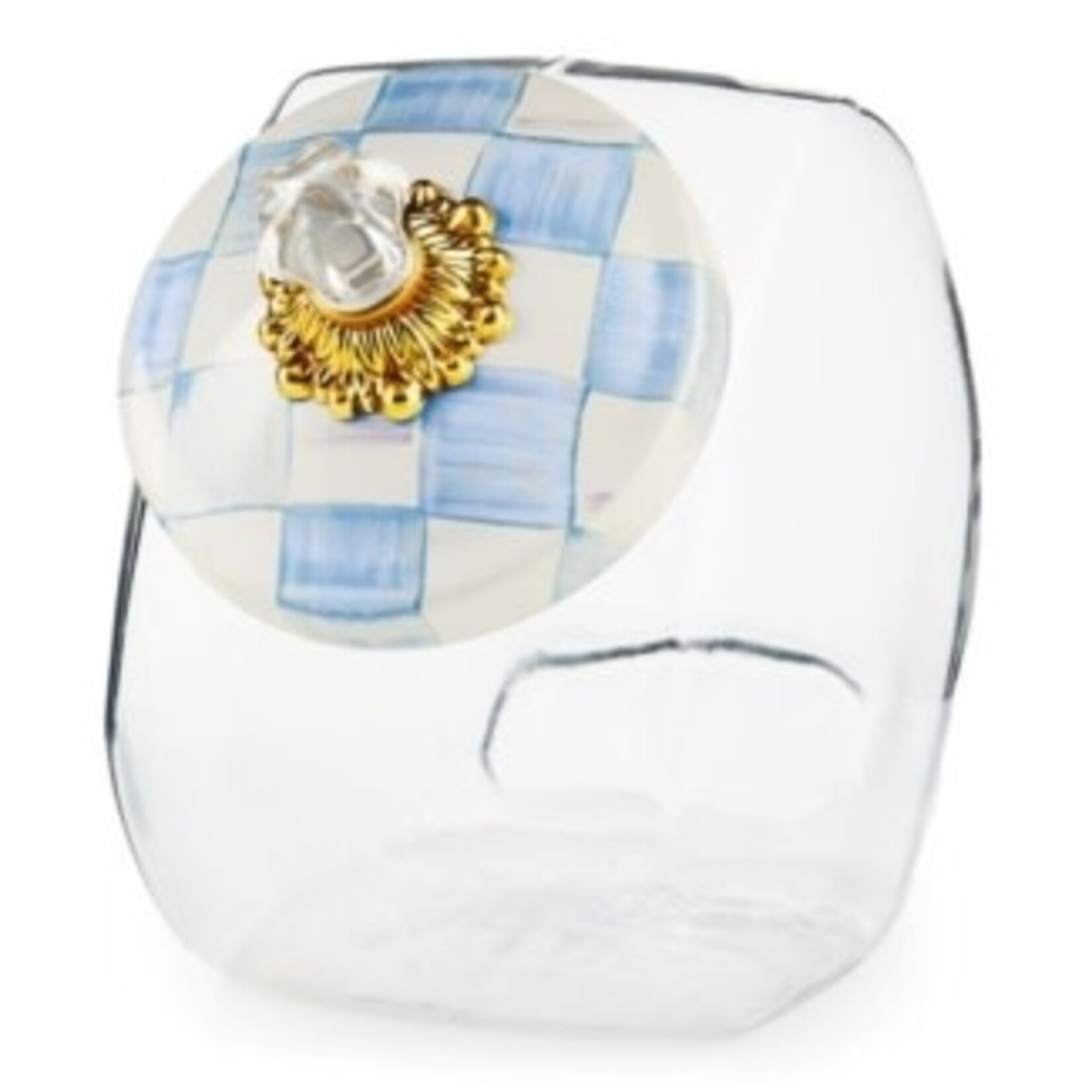 MacKenzie-Childs cookie jar with sky check lid