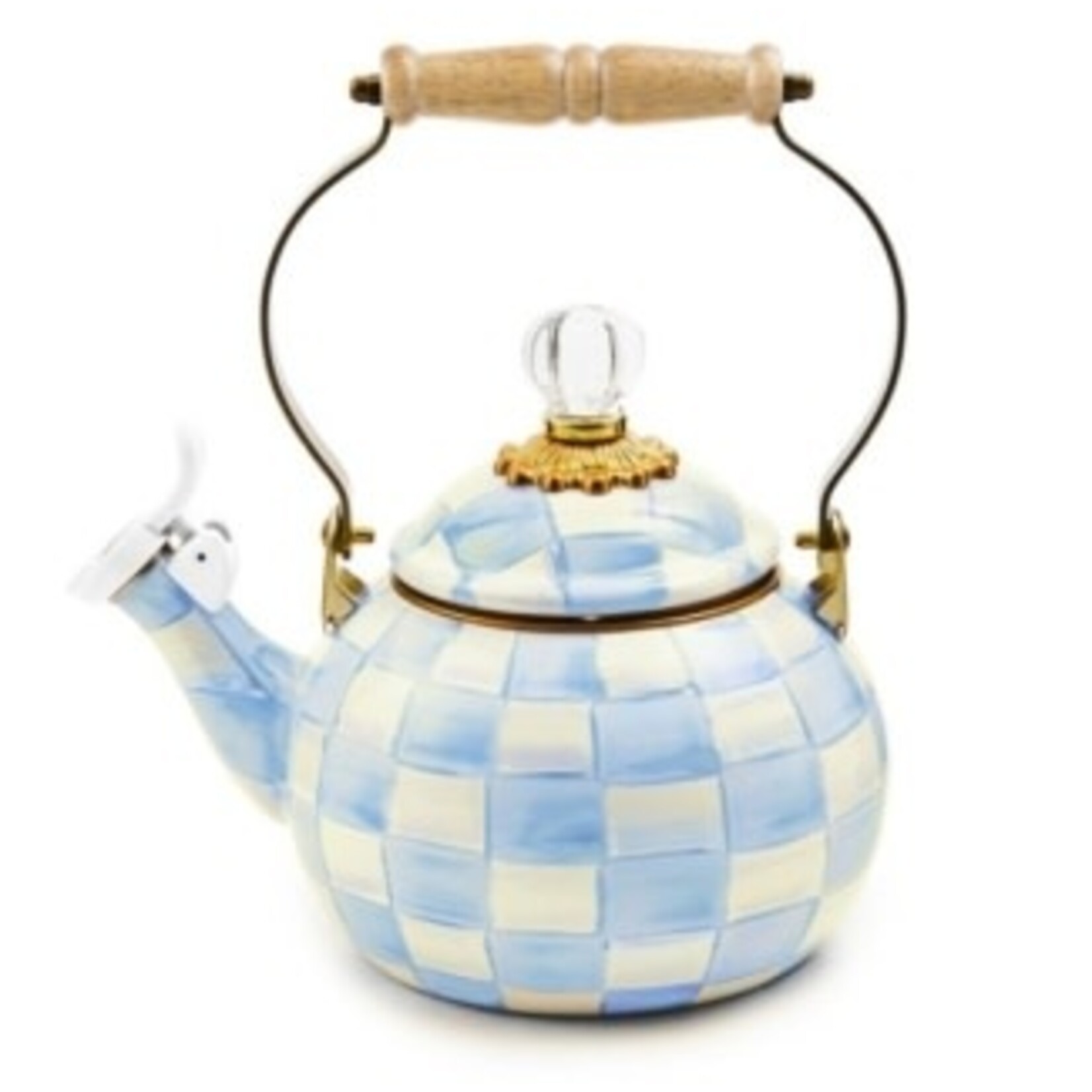 MacKenzie-Childs sky check whistling tea kettle