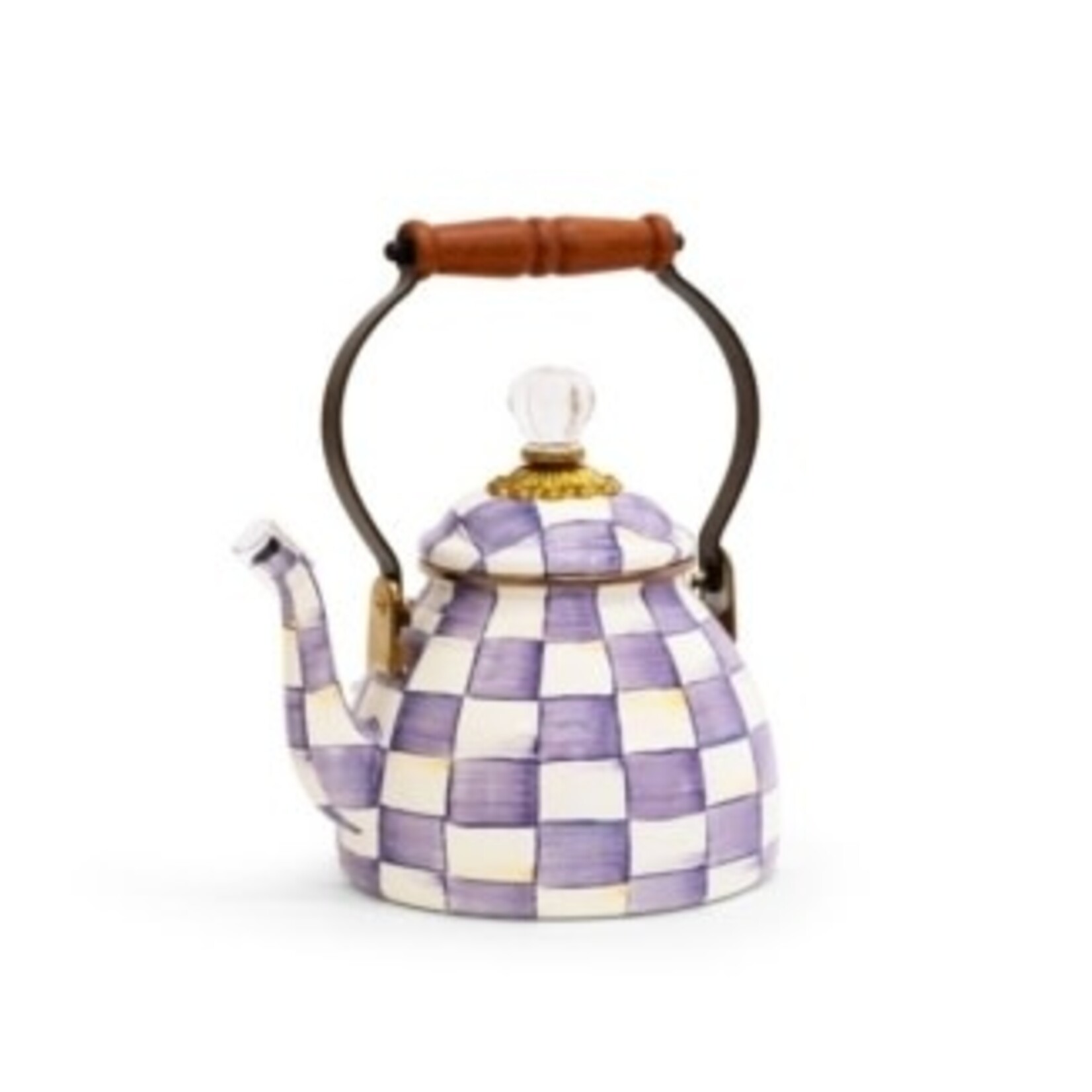 MacKenzie-Childs violet check 2 quart tea kettle
