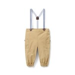 JANIE AND JACK B W KHAKI CANVAS CARGO SUSPENDER PANT F1