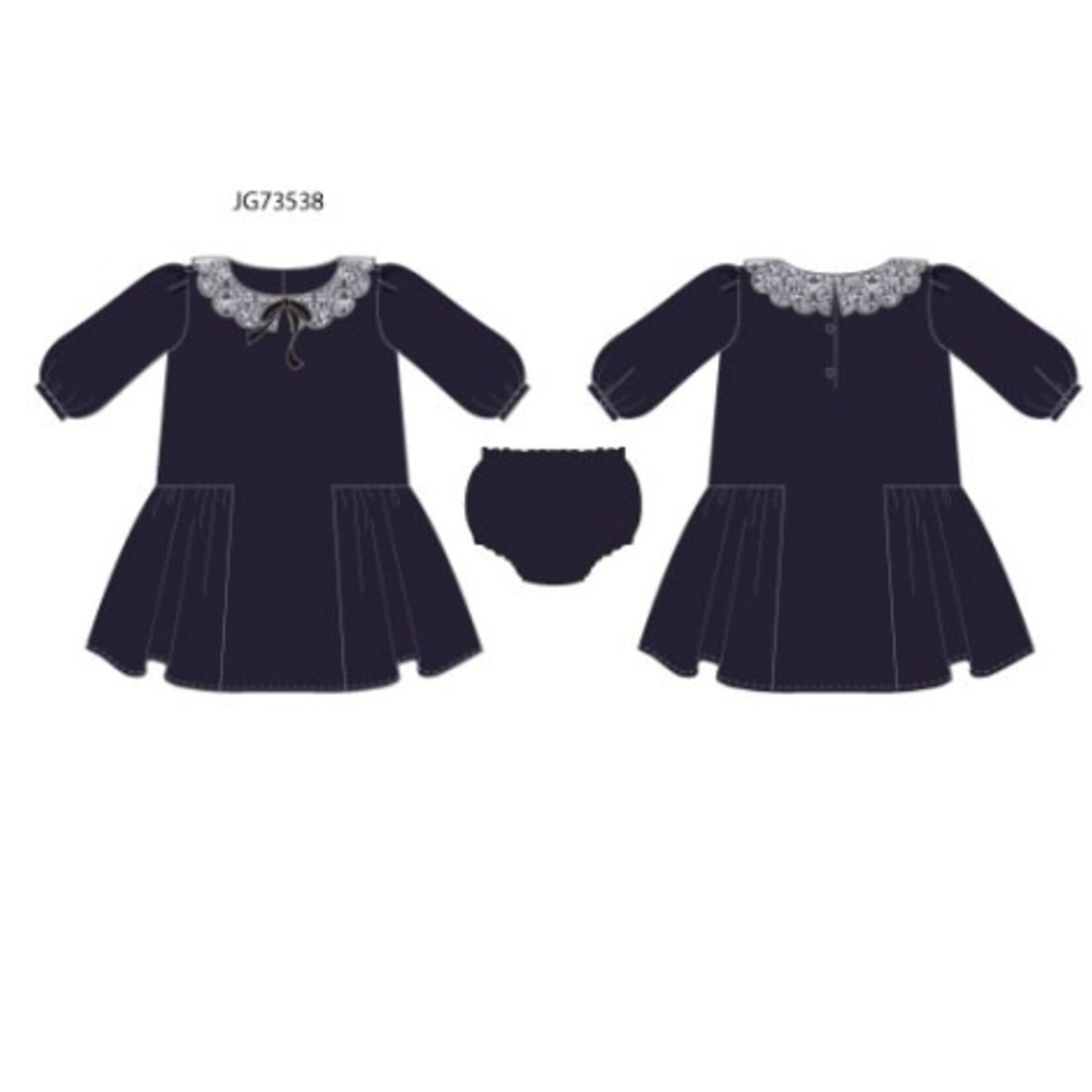 JANIE AND JACK W ES NAVY VELVET DRESS H1A