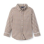 JANIE AND JACK W ES TAN/BRWN GINGHAM BRSH TWILL LS SHIRT FB