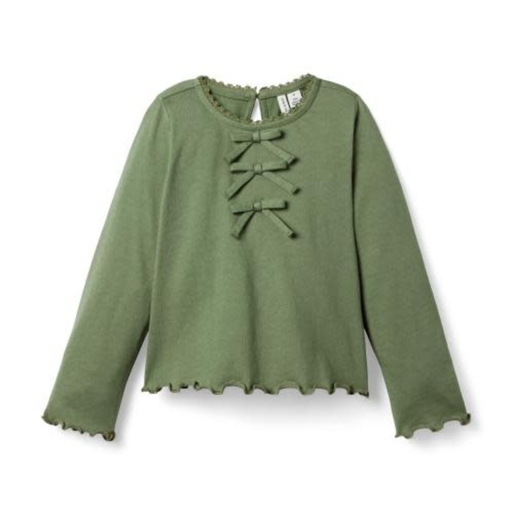 JANIE AND JACK K ES GRN 3BOW LS TOP F2