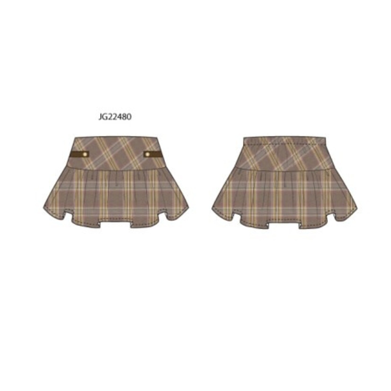 JANIE AND JACK W BRN PLAID TIER SKIRT F2