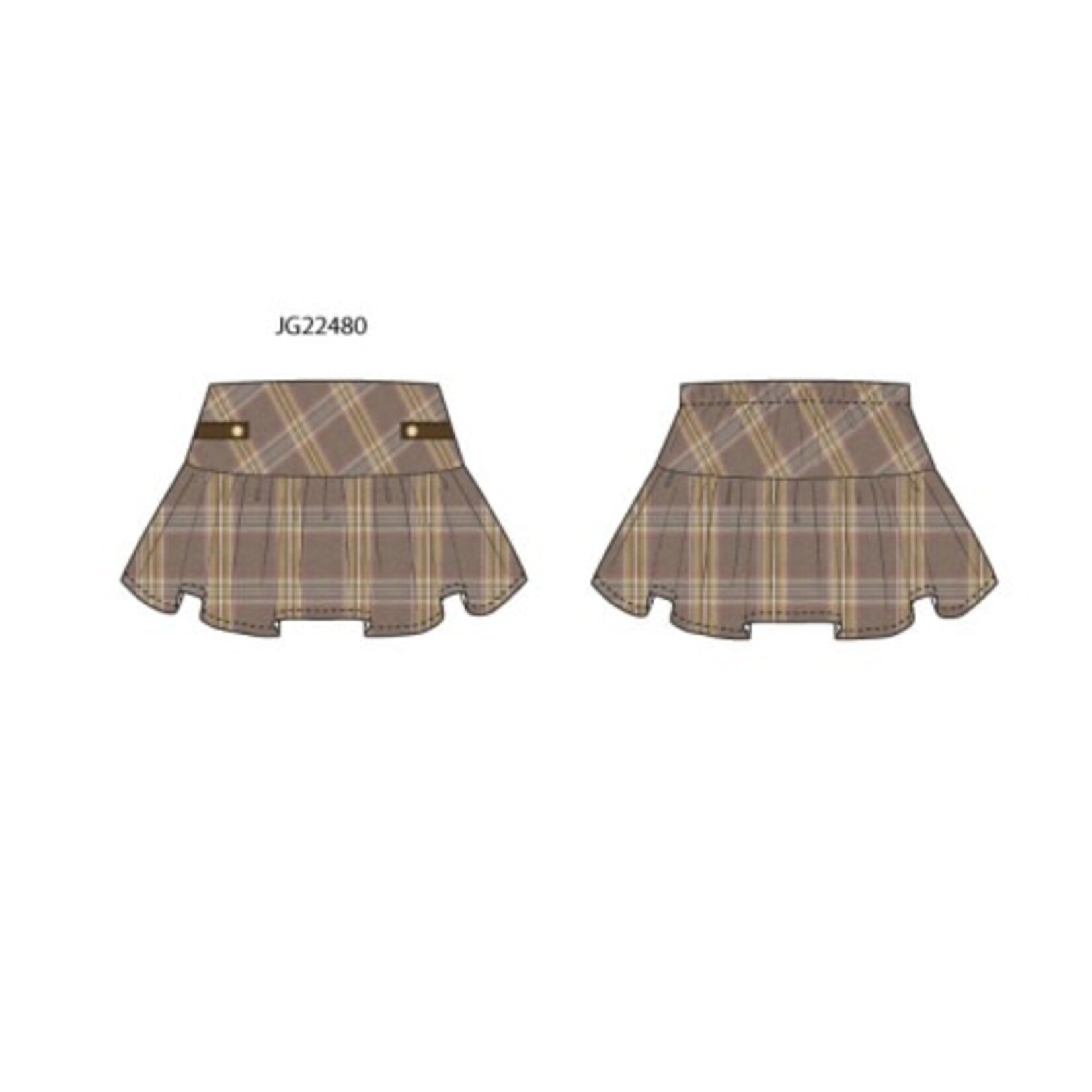 JANIE AND JACK W BRN PLAID TIER SKIRT F2