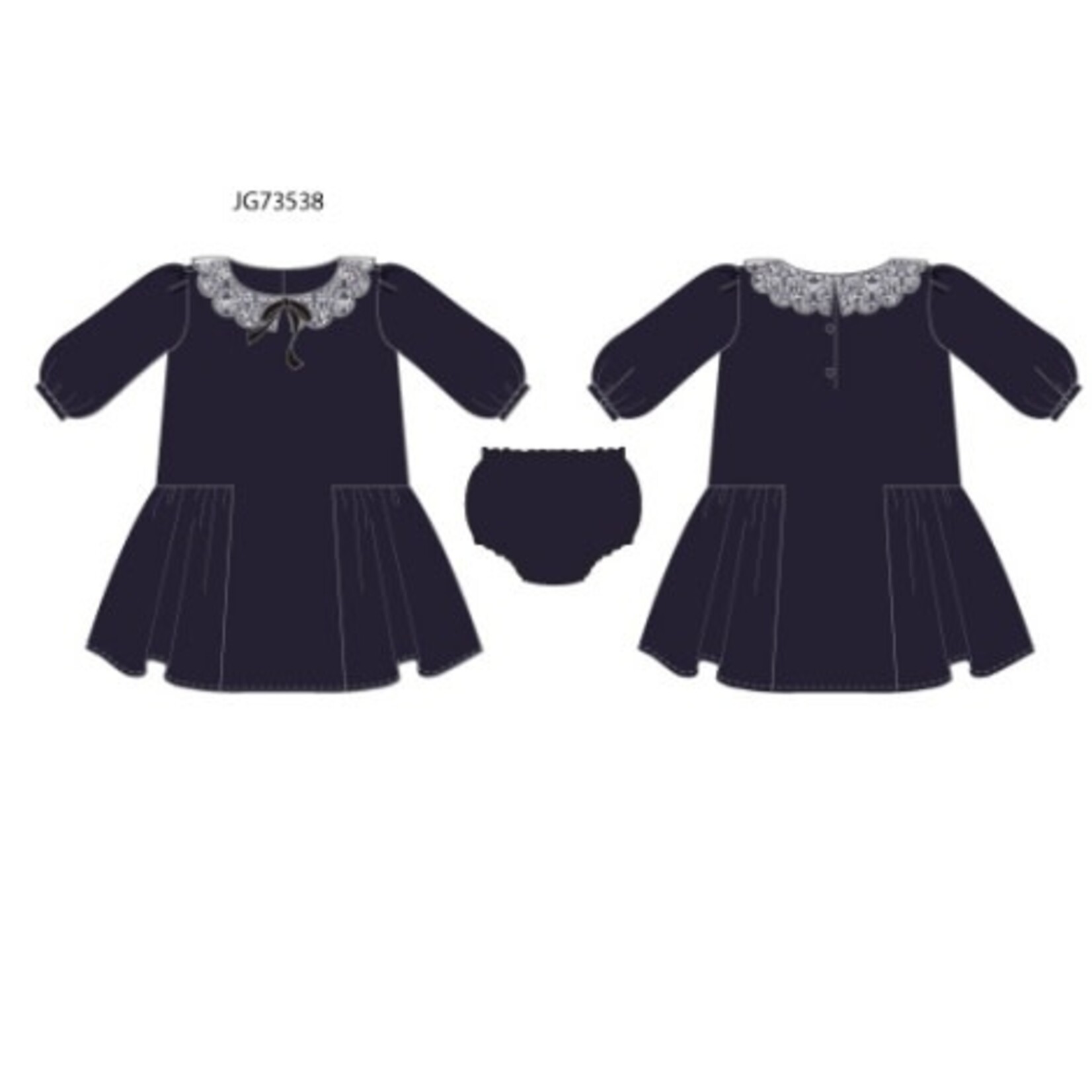 JANIE AND JACK W ES NAVY VELVET DRESS H1A