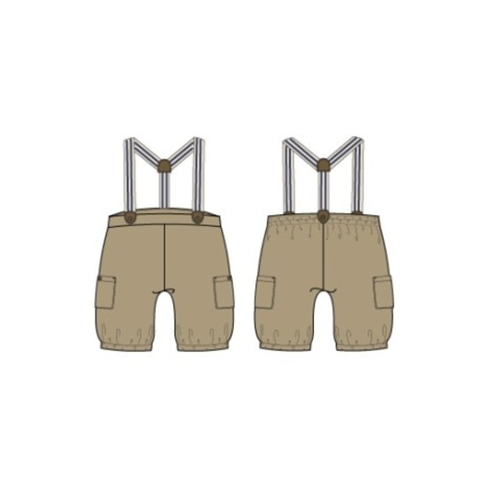 JANIE AND JACK B W KHAKI CANVAS CARGO SUSPENDER PANT F1
