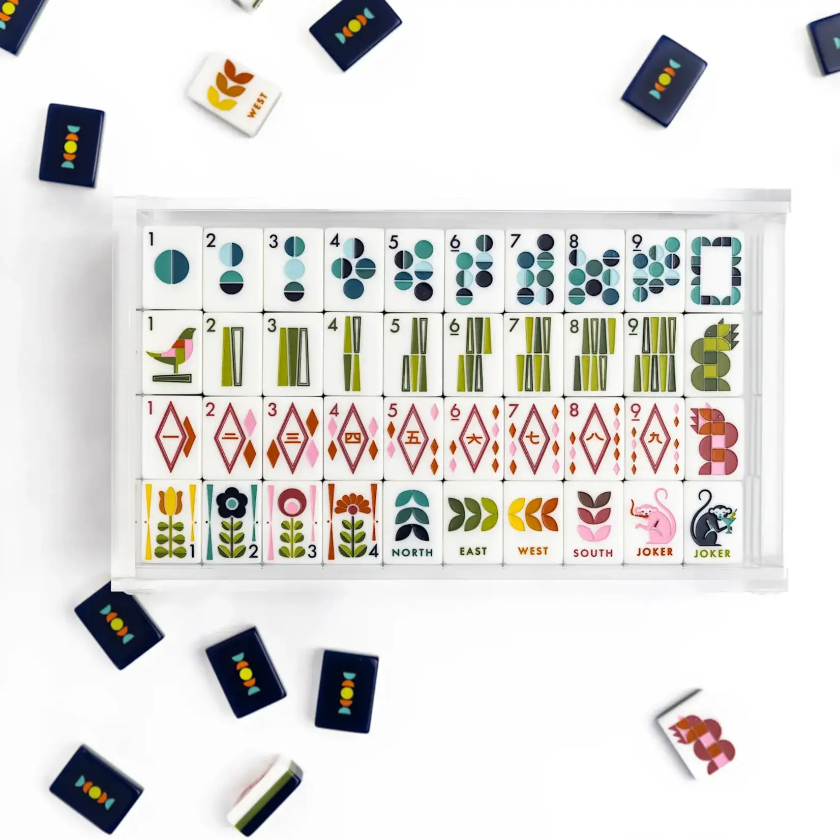 Bam Bird Boutique Navy/Olive MCM Mahjong Tile Set