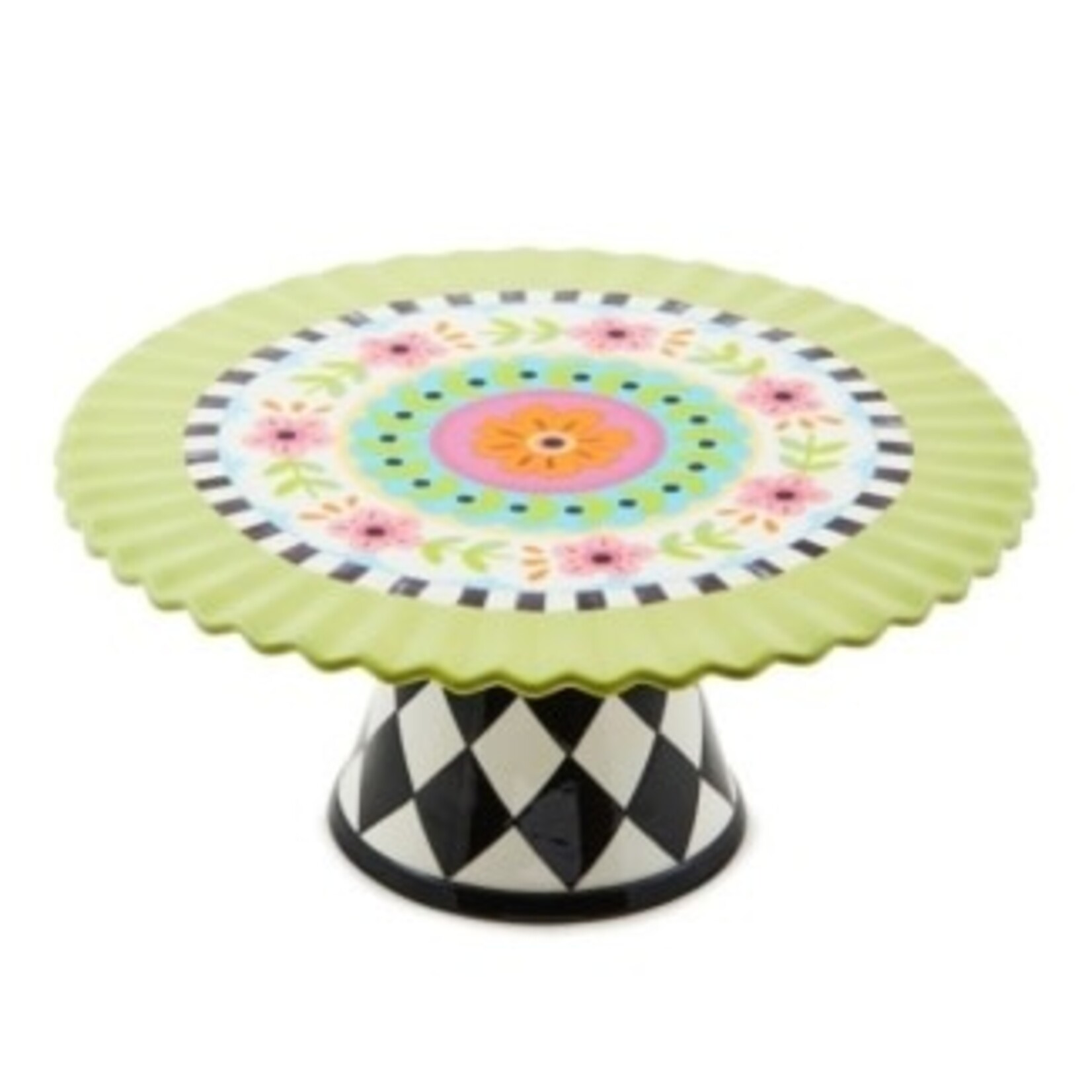 MacKenzie-Childs calico pedestal platter