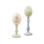 MacKenzie-Childs cameo pedestal eggs, set of 2