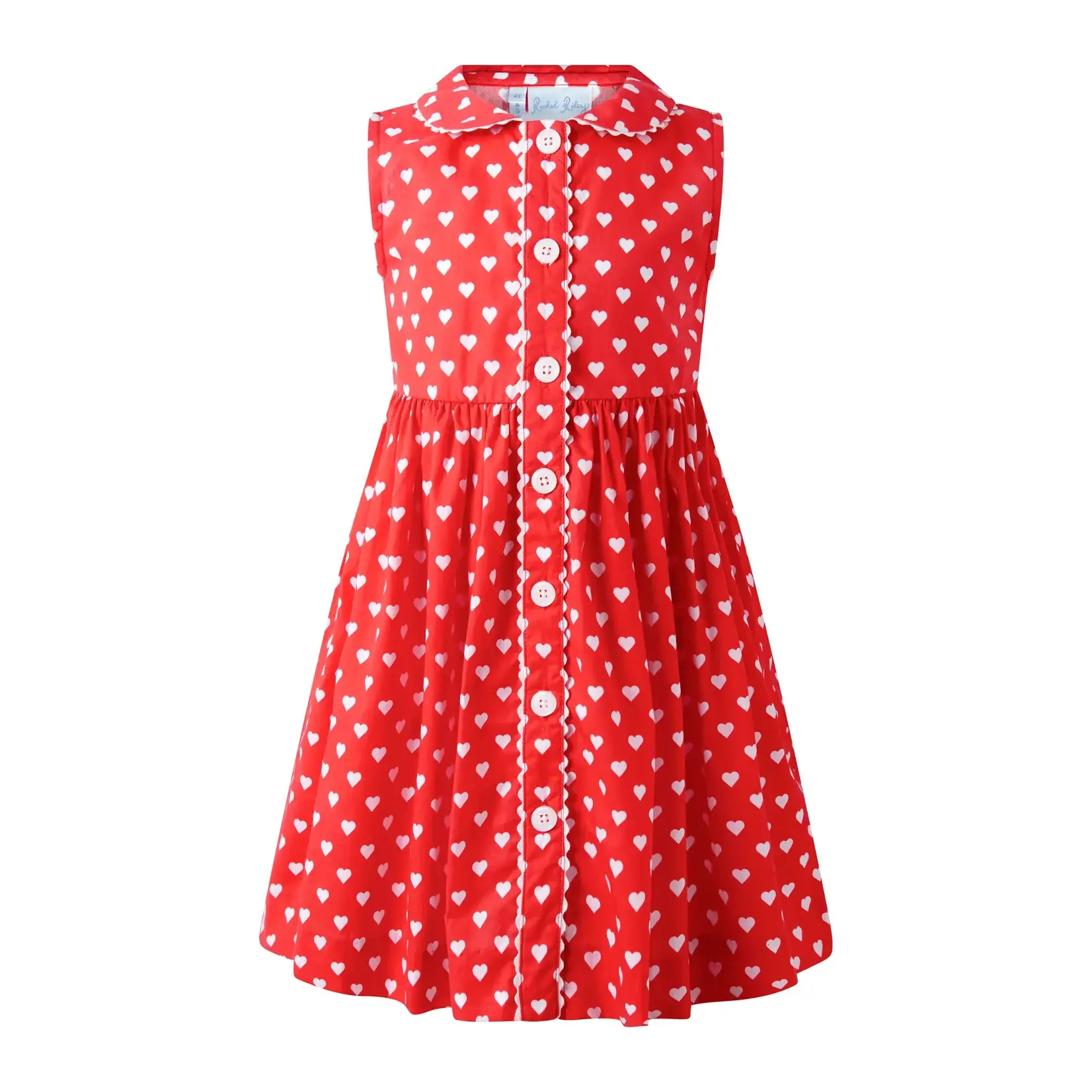 Rachel Riley Heart Sleeveless Btn Frt Dress