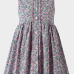 Rachel Riley Scalloped Floral Btn-Fnt Dress