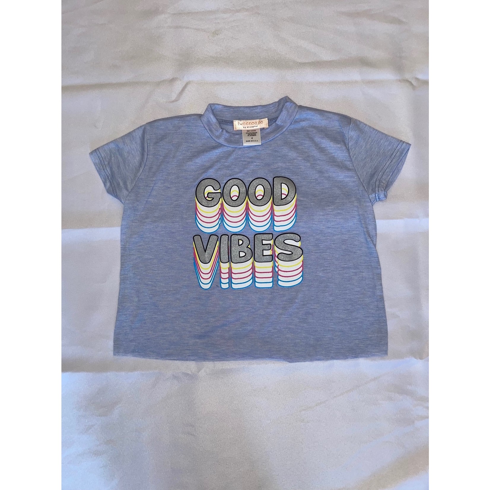 Stoopher & Boots Sparkle By Stoopher Blue Good Vibes Tee