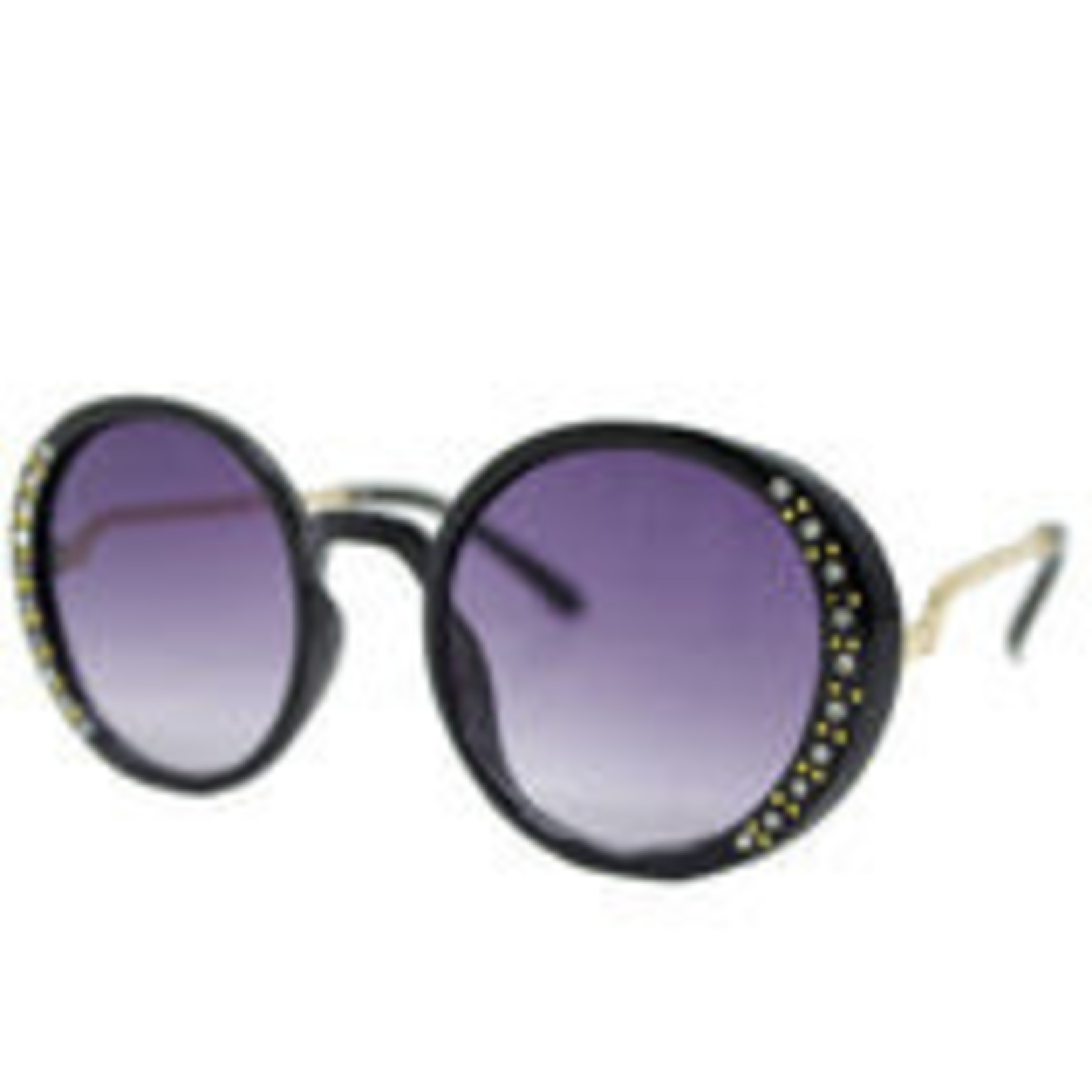 Zomi Gems Zomi Gems Black Round Crystal Sunglasses