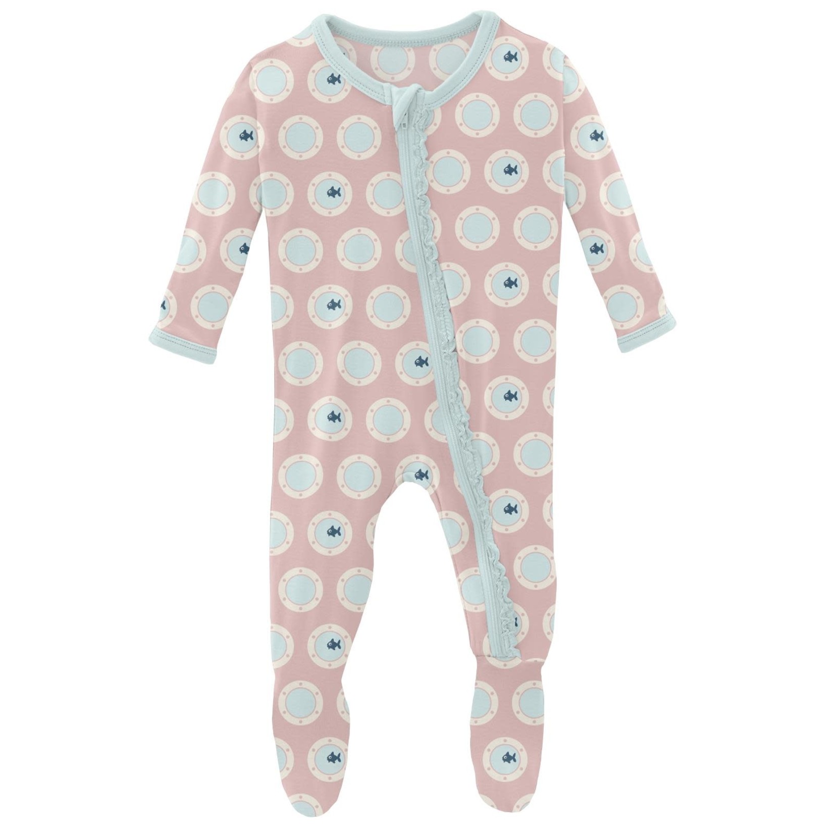 KicKee Pants Kickee Pants Print Muffin Ruffle Footie With Zipper