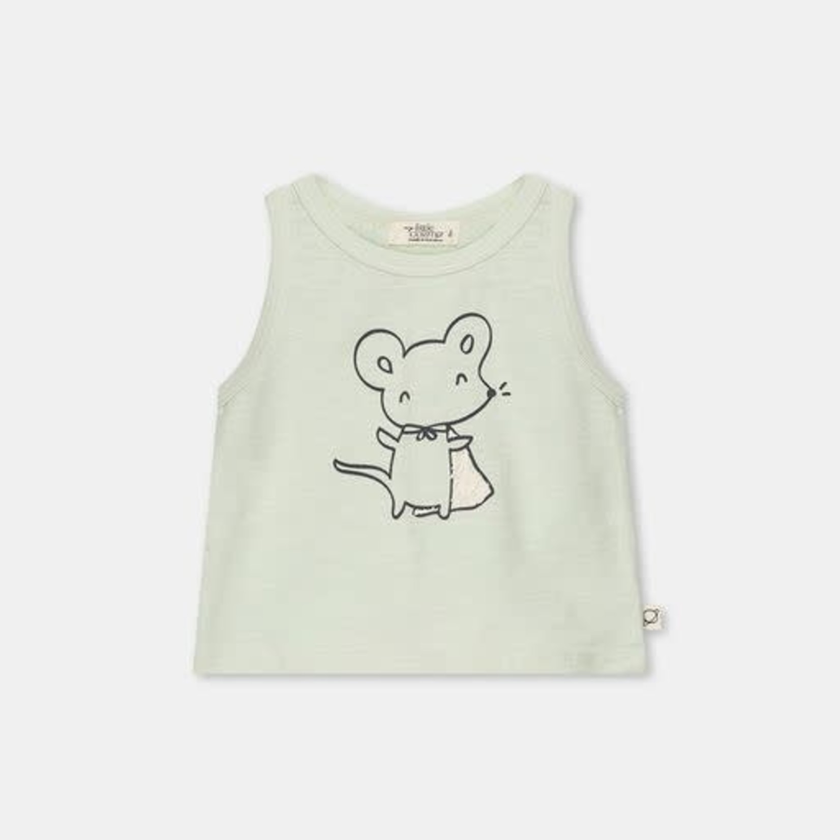 My Little Cozmo My Little Cozmo Green Mouse Baby Tank Top & Green Slub Pant Set