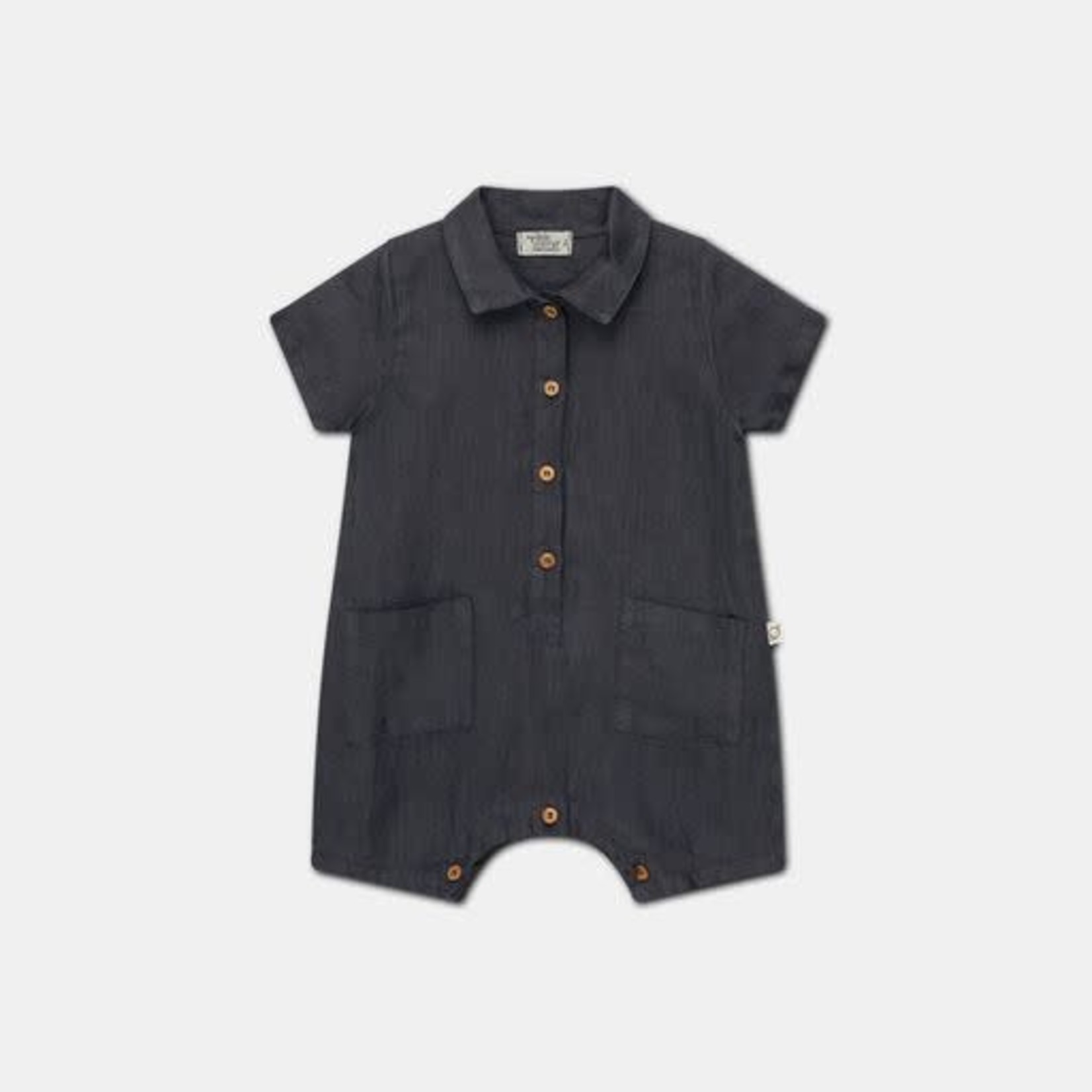 My Little Cozmo My Little Cozmo Anthracite Linen Baby Jumpsuit