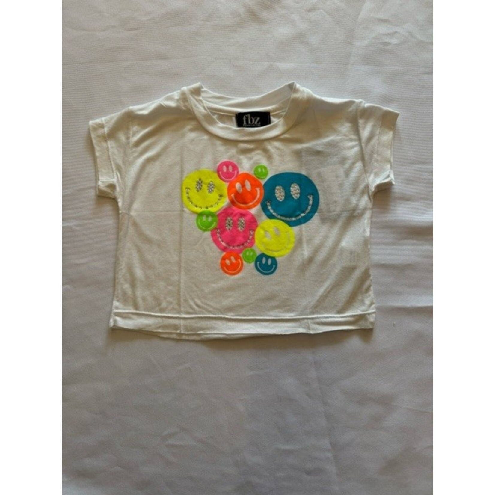 Flowers By Zoe Flowers By Zoe White Neon Smiley Top