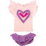 Oh Baby! Oh Baby Orchid Ruffle Terry Heart BF S/S Tee Skirted Tushie Set