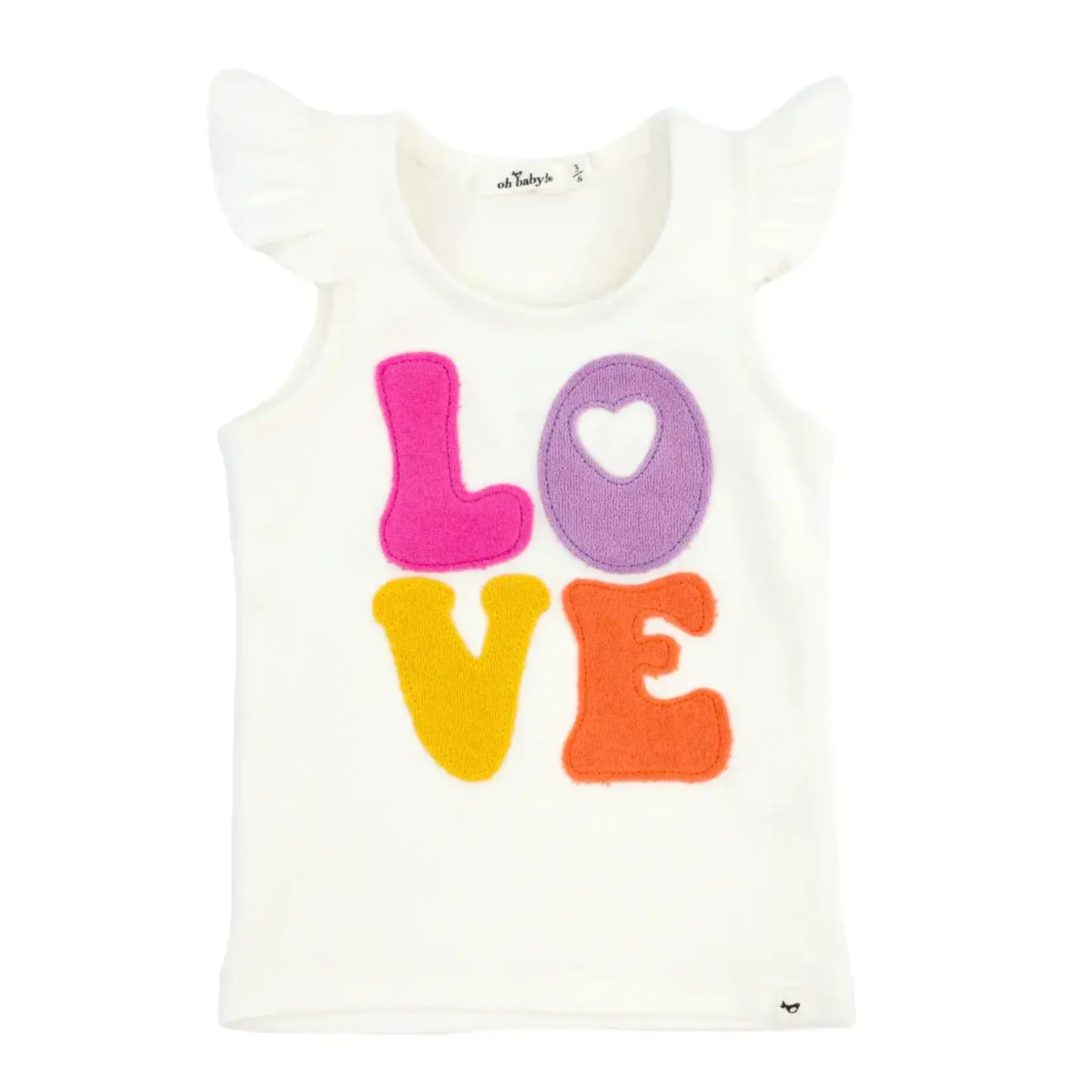 Oh Baby! Oh Baby Cream Cotton Candy Love Terry Flutter Sleeve Tank