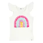 Oh Baby! Oh Baby Cream Bright Tulle Rainbow Flutter Sleeve Tank