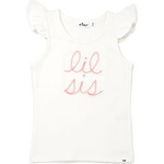 Oh Baby! Oh Baby Cream Lil Sis Pink Embroidered Cotton Rib FS Tank