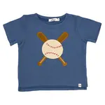 Oh Baby! Oh Baby Denim Vintage Baseball Terry Applique Raw Edge Tee