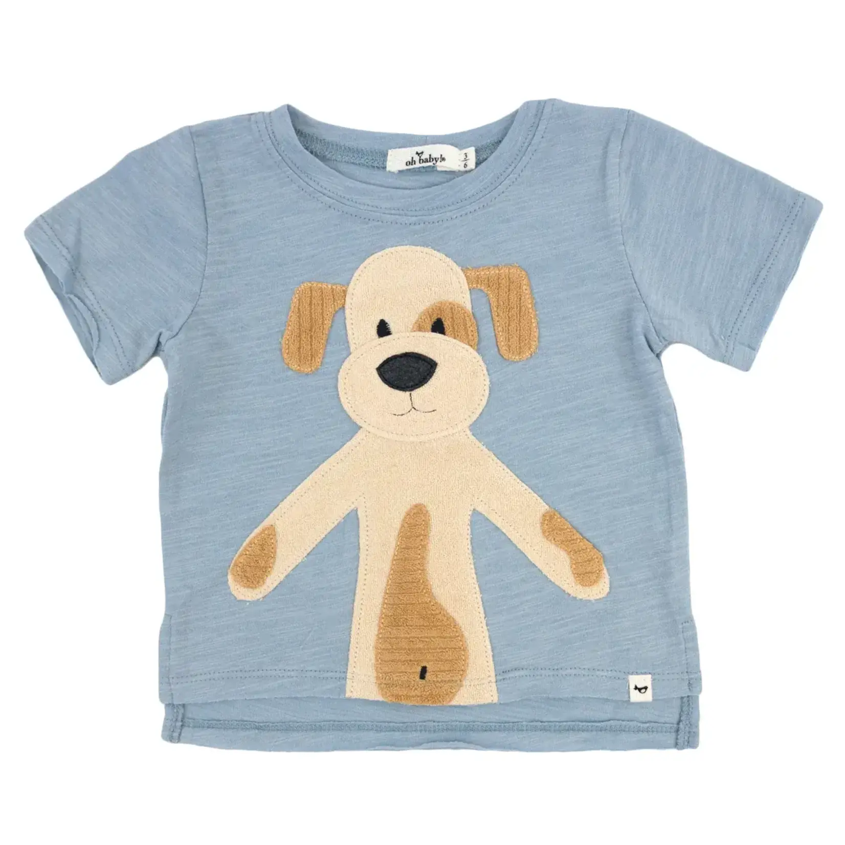 Oh Baby! Oh Baby Fog Large Puppy Natural Terry Apple Raw Edge Tee