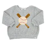 Oh Baby! Oh Baby Heather Gray Vintage Baseball Terry Applique Brooklyn Boxy