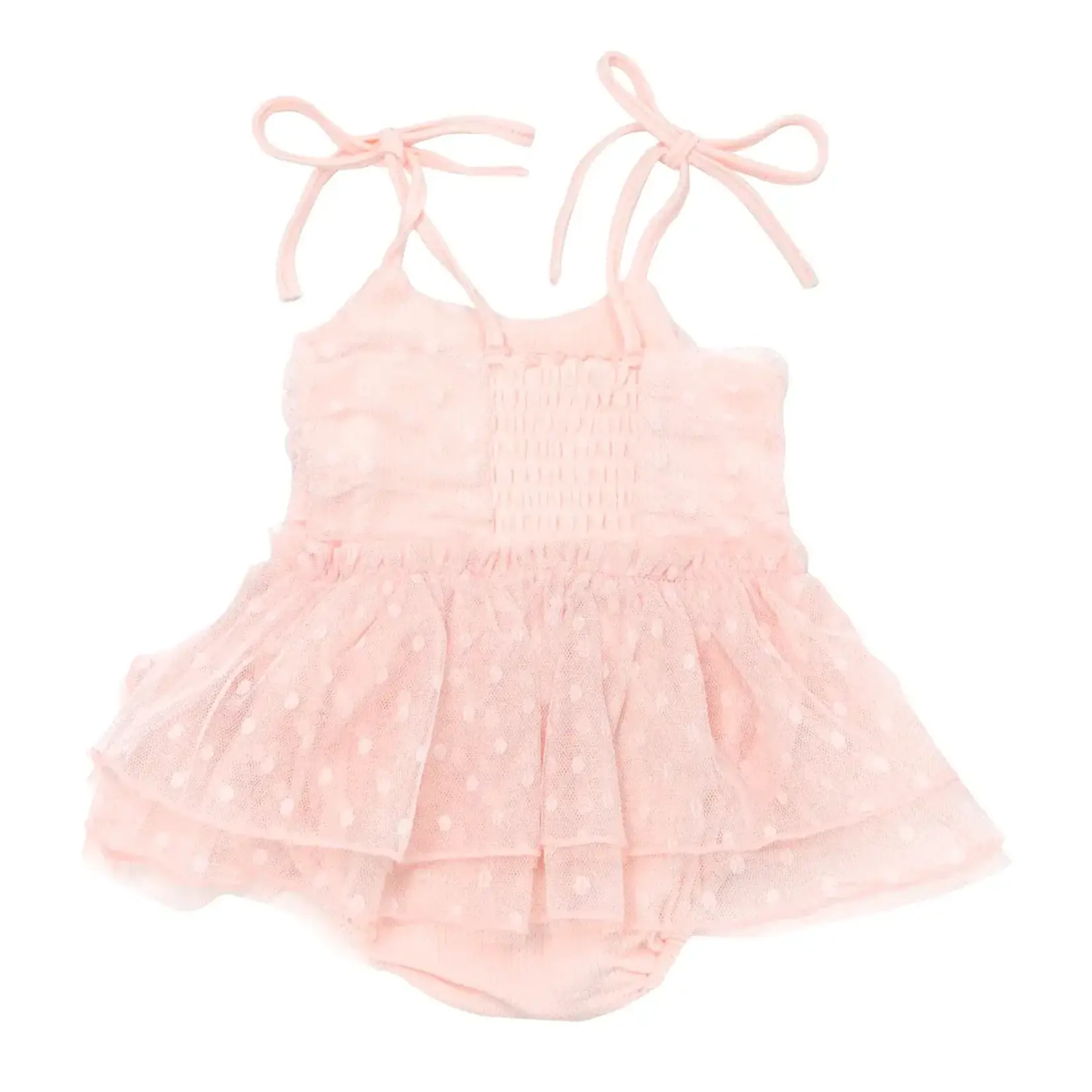 Oh Baby! Oh Baby Pale Pink Dotted Mesh Pointelle Ballet Dress