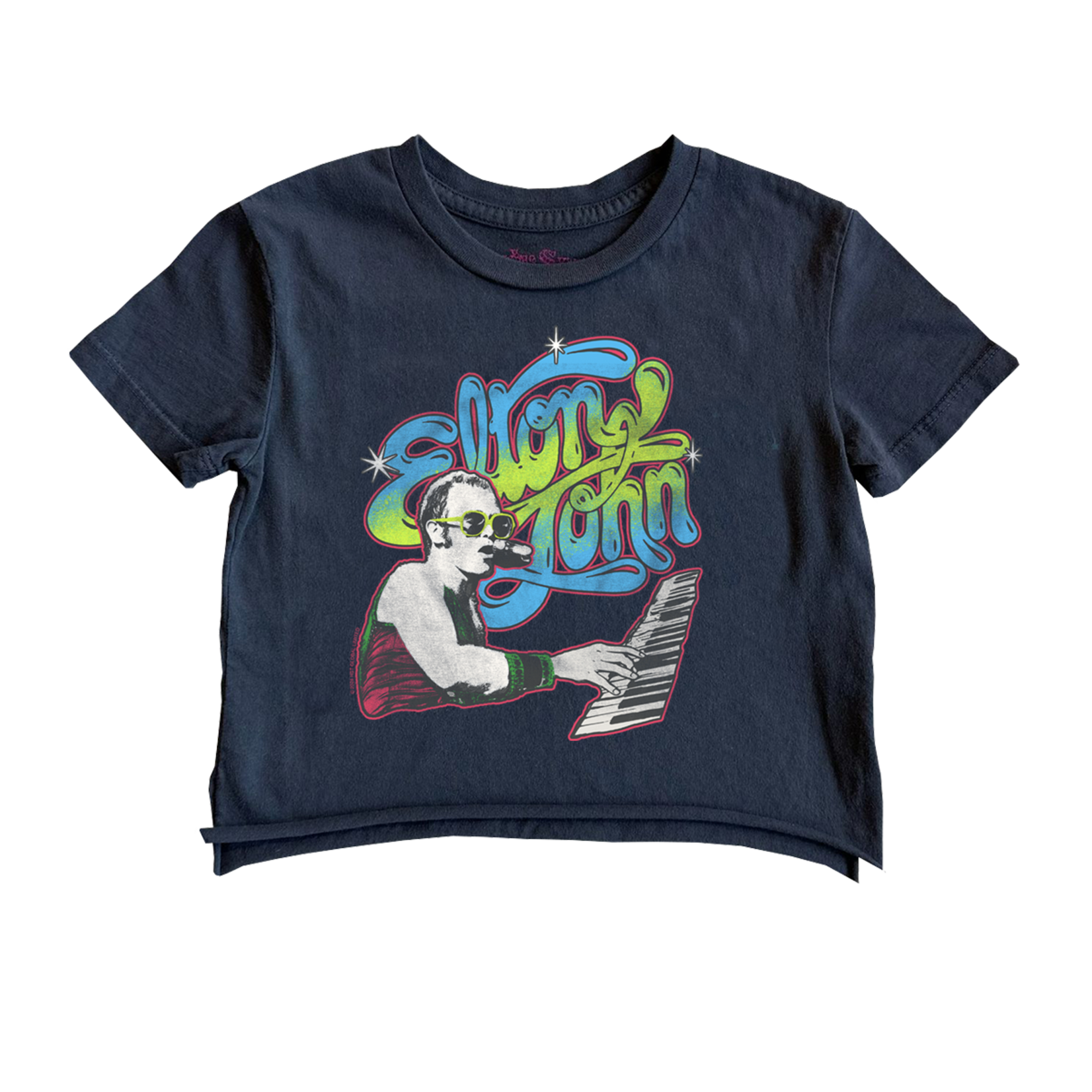 Rowdy Sprout Rowdy Sprout Jet Black Elton John Not Quite Crop Top Tee