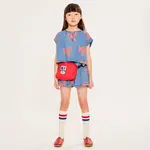 Wynken Wynken Twill Denim Vela Bow Cotton Twill Top W/ Short Set