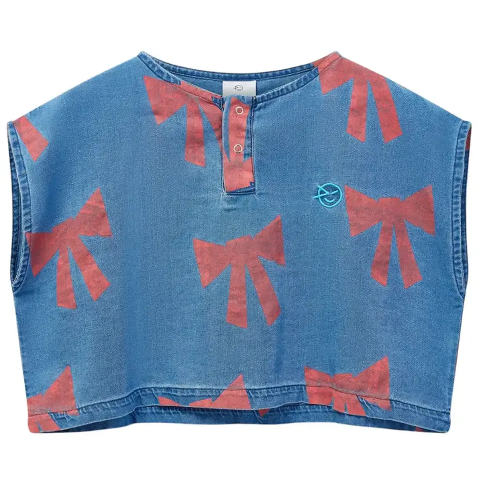 Wynken Wynken Twill Denim Vela Bow Cotton Twill Top W/ Short Set