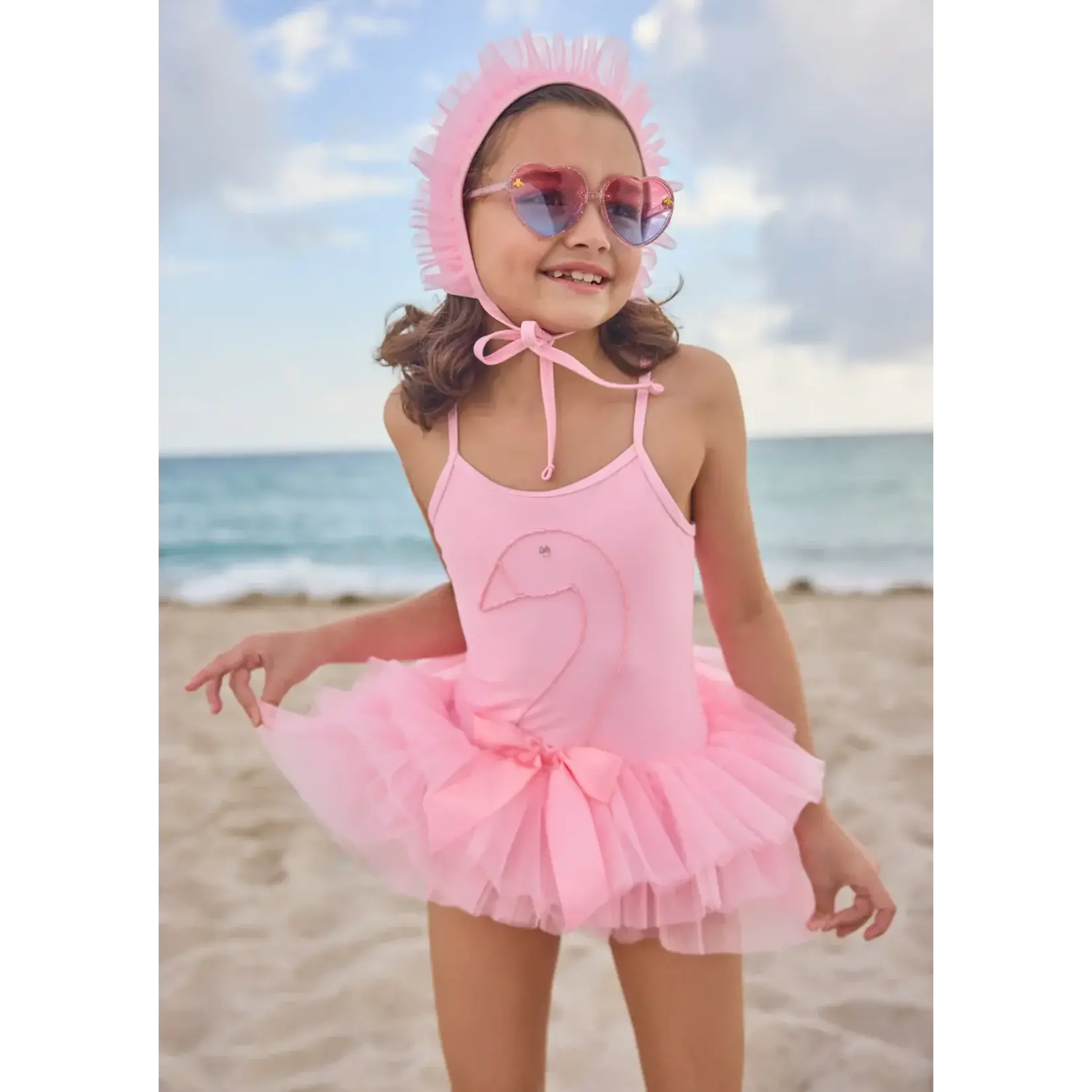 Lola & The Boys Lola & The Boys Pink Swan Shimmer Tulle Swimsuit